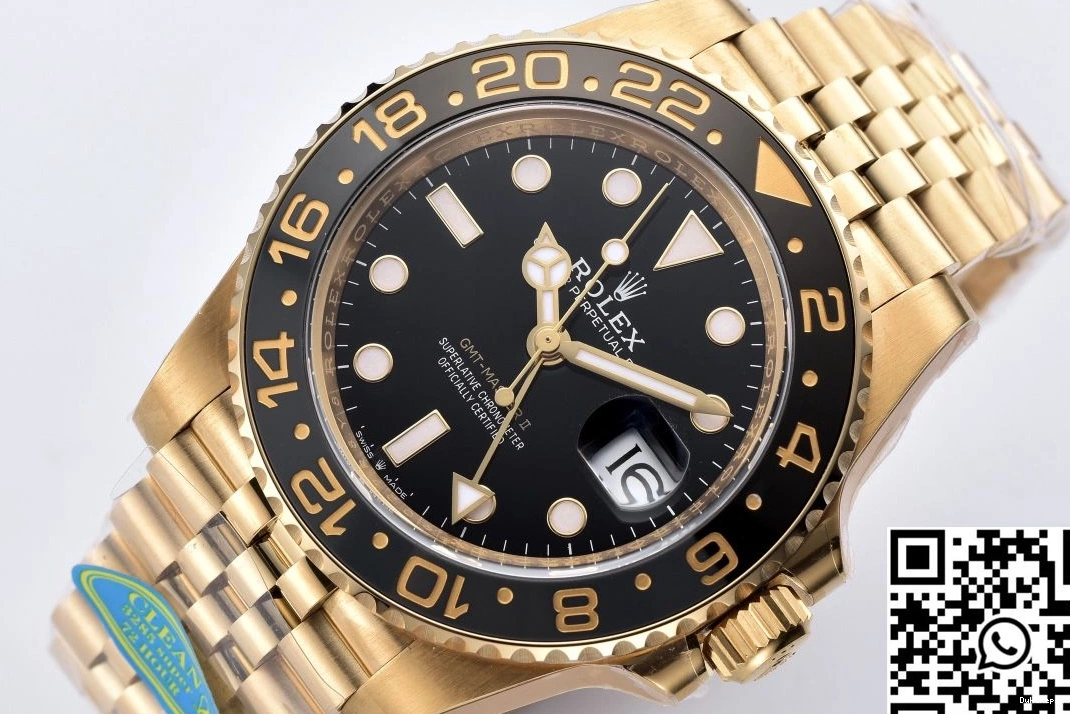 M126710BLRO-0001 Case Master Black Gold GMT Rolex II Clean Factory Dial 0216
